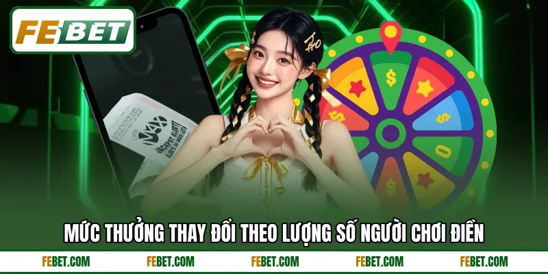 Mức thưởng thay đổi theo lượng số người chơi điền Mức thưởng thay đổi theo lượng số người chơi điền